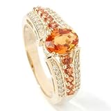 14K Gold Ceylon, Orange or Yellow Sapphire & Diamond Ring