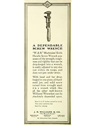 Home: 1921 Ad W&B Dependable Machinists Knife Handle Screw Wrench J.H. Williams Tools - Original Print Ad - Authenticated