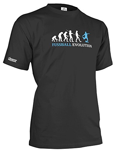 FUSSBALL EVOLUTION – Hellblau – HERREN – T-SHIRT in Schwarz by Jayess Gr. L