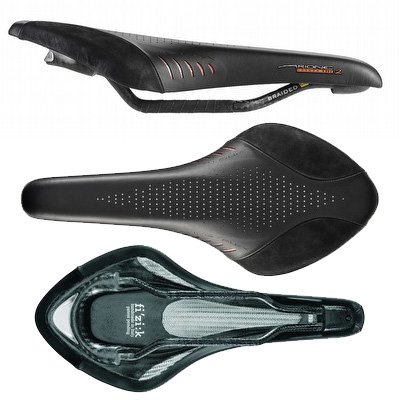 Fizik Arione Tri 2 Carbon Triathlon Bicycle Saddle w/Braided Carbon Rails - Black - F1700501
