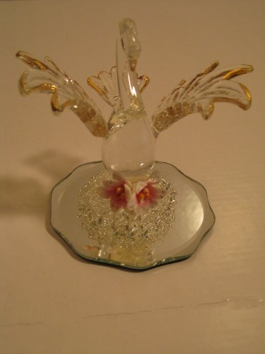 24kt Gold Plated Figurine Swan w/Flowers