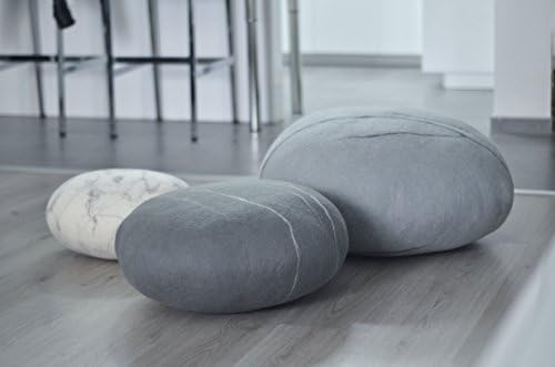 Natural Wool Gray Floor Poufs, Handmade Ottoman foot stool Ottoman Floor cushions Pouf Floor pillows Seat cushions Felted wool stones Decorative pillows Small size