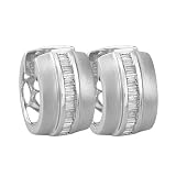 14K White Gold 1/4 ct. Baguette Cut Diamond Huggie Earrings