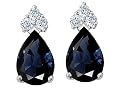 2.27 cttw 14k White Gold Genuine Sapphire and Diamond Earrings in 14k White Gold