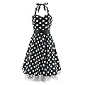 Neckholder-Kleid DOTTED DRESS black/white