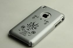Apple iPhone Soft Polycarbonate Slim fit Case - Silver with Face Tattoo (Cozip Brand) Made in Korea