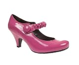 Hush Puppies Womens Ladies Pink Leather Mid Heel Plait Strap Court Shoes