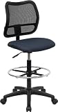 Armless Mesh Back Drafting Stool with Navy Blue Fabric Seat [WL-A277-NVY-D-GG]