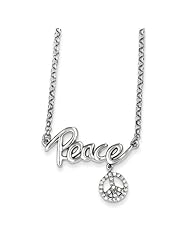 Sterling Silver 16in CZ Peace Necklace. Metal Wt- 5.36g