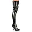 5 Inch Sexy High Heel Thigh High Boot D-Ring Stretch Thigh Boot Single Sole Black Stretch