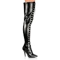 5 Inch Sexy High Heel Thigh High Boot D-Ring Stretch Thigh Boot Single Sole Black Stretch