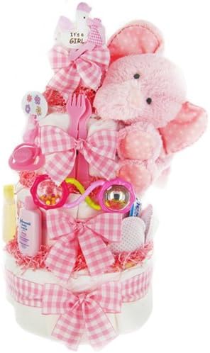 Gingham and Giggles Diaper Cake (Pink (Girl))