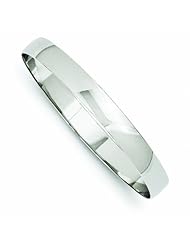 14K White Gold 8mm Solid Polished Half-Round Slip-On Bangle