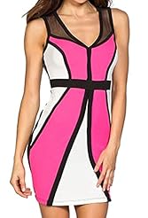 Sleeveless Polyester/Spandex Spring Summer Winter Colorblocking Illusion Checkered Print  Dress