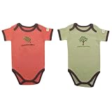 Hudson Baby Organic Touched By Nature Neutral Design Bodysuit, Green-Tree