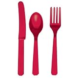 from Dixie Jane 24 Piece Ruby Red Plastic Party Cutlery