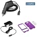 Solid Dark Purple Rubberized Snap On Crystal Case with Clip + Rapid Car Charger + Home Travel Charger for T-Mobile HTC G1 Google Phone Dream Smartphone