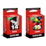 Genuine Original Lexmark no14 no15 ink cartridge colour and black for X2600,X2630,X2635,Z2300,Z2310,Z2320 - bulk pack