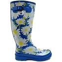 Ladies New Blue Flower Wellies Wellington Boots
