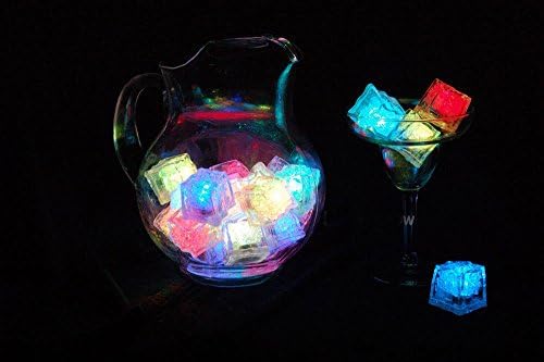 Eqnity® 24 PCS LED Luminous Ice Submersible Ice Cube Lamp Colorful Small Night Light Colorful Wedding Bar Supplies Wedding Champagne Tower (Multicolor)