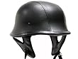 German Black Leather Motorcycle Biker Cruiser Scooter Touring Half Helmet DOT (Extra Large)