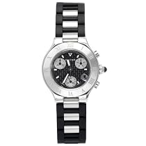 Cartier Women's Must 21 Chronoscaph Stainless Steel and Black Rubber Chronograph Watch #W10198U2