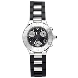 Cartier Women's W10198U2 Must 21 Chronoscaph Stainless Steel and Black Rubber Chronograph Watch