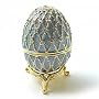 Indigo Blue Faberge style Egg Box & Jewelry Ring Insert Swarovski Crystals 24K Gold Trinket FREE SHIP!
