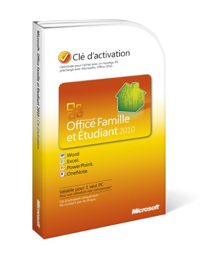 Office famille et étudiant 2010, 1 poste (clé d'activation seule)