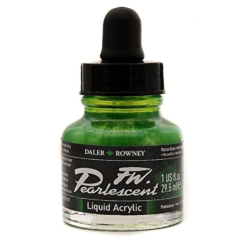 Daler-Rowney FW603201115 Pearlescent Liquid Acrylic Ink 1 oz. Macaw Green