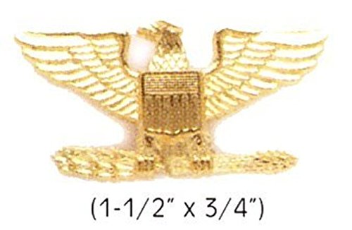 COLONEL EAGLE GOLD UNIFORM COLLAR BRASS PINS INSIGNIA EMBLEM ARMY MILITARY POLICE, LARGE 1-1/2