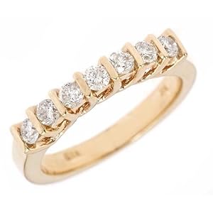 0.64ct 7 Round Diamond Wedding Anniversary Ring in Channel Setting 14K Yellow Gold ( VS Clarity, G Color)