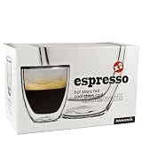 Produkt-Bild: 2er Set Espresso-Tassen aus Glas, doppelwandig mit Schwebeeffekt, gew&ouml;lbt, 80ml - bloomix Thermoglas - in Geschenkkarton (Sonderpreis im Januar 2012)