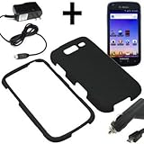 BC Hard Shield Shell Cover Snap On Case for T-Mobile Samsung Galaxy S Blaze 4G T769+ Car + Home Charger-Black