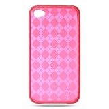 Premium TPU Flexi Argyle Gel Skin for Apple iPhone4, 4th Generation, 4th Gen Flexible See Thru Skin, Red Checkers Plaid Print