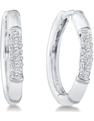 0.15 cttw. Round Diamond Earrings Ladies Hoops 14K Yellow Gold