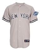 MLB New York Yankees Derek Jeter Short Sleeve 6 Button Replica Road Jersey with 3,000 Hits Patch Men's