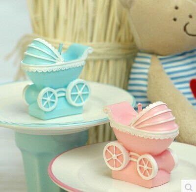 Crazy Holiday 6pcs Baby Carriage Candles,DIY Craft,Cake Top Decoration, Thanksgiving Day Decoration(pink)