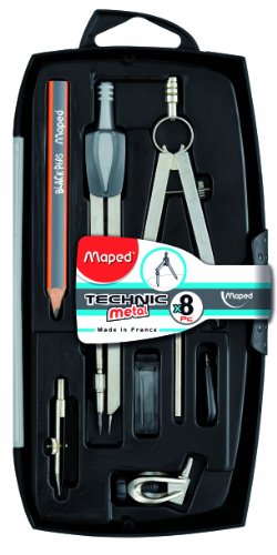 Maped Metal Technical Compass Set, 8-Piece Precision Set, 124310