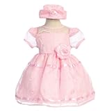 Pink Easter Dresses with Organza Flower Applique and embroidery (24 months)