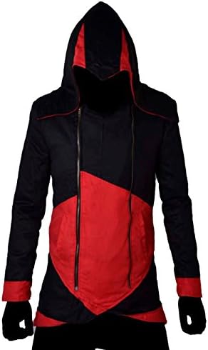 NorthernFinch Men's Assassins Creed Fashion Jacket Cotton Fabric Black & Red Small