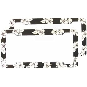 Buy Black Hawaii Flower License Plate Frame PLASTIC one Pair by AA now!