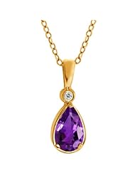 1.01 Ct Pear Shape Purple Amethyst Sapphire Gold Plated Sterling Silver Pendant