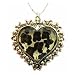 Plaqué 14K Or Vintage Leopard Guépard Coeur Pendentif Collier ChaÎne