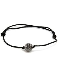 Sterling Silver Diamond Pave Bead Macrame Bracelet Handmade Jewelry