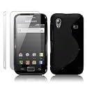 Samsung Galaxy ACE S5830 TPU Silikon Schutzh&uuml;lle Case Cover Tasche in schwarz + 2 x Displayschutzfolie - QUBITS Retail-Verpackung