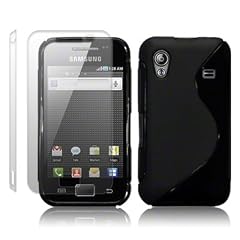 Samsung Galaxy ACE S5830 TPU Silikon Schutzh�lle Case Cover Tasche in schwarz + 2 x Displayschutzfolie - QUBITS Retail-Verpackung