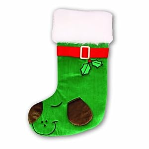 Green embroidered character dog stocking