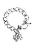 Juicy Couture Pave Heart Starter Charm Bracelet in Silver