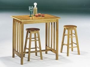 Mission Oak Terra Cotta 3Pc Breakfast Tile Top Bar Set